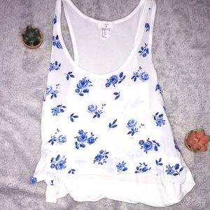 floral tank-top with pocket on left side